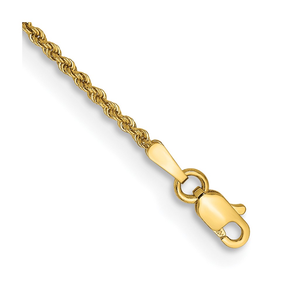 14k Yellow Gold 1.5mm Regular Rope With Lobster Clasp Jewelry Anklet